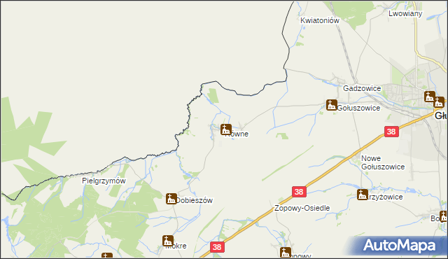mapa Równe gmina Głubczyce, Równe gmina Głubczyce na mapie Targeo