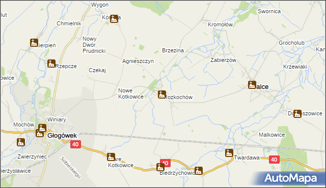 mapa Rozkochów gmina Walce, Rozkochów gmina Walce na mapie Targeo