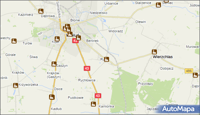mapa Ruda gmina Wieluń, Ruda gmina Wieluń na mapie Targeo