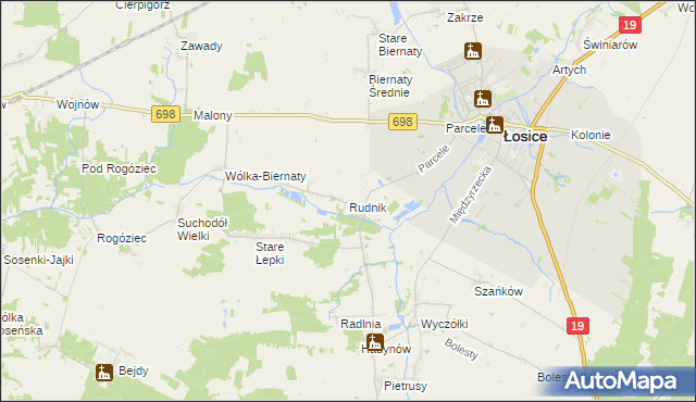 mapa Rudnik gmina Łosice, Rudnik gmina Łosice na mapie Targeo