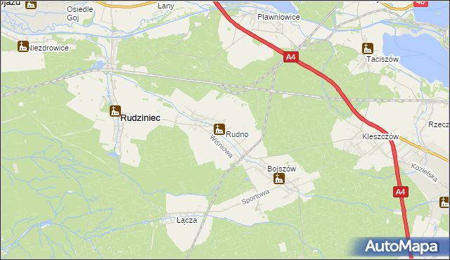 mapa Rudno gmina Rudziniec, Rudno gmina Rudziniec na mapie Targeo
