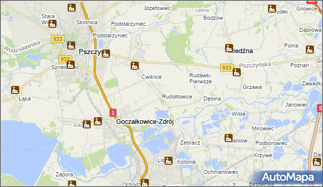 mapa Rudołtowice, Rudołtowice na mapie Targeo