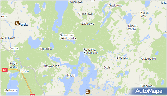 mapa Rudziska Pasymskie, Rudziska Pasymskie na mapie Targeo