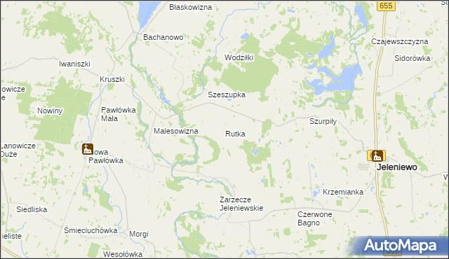 mapa Rutka gmina Jeleniewo, Rutka gmina Jeleniewo na mapie Targeo