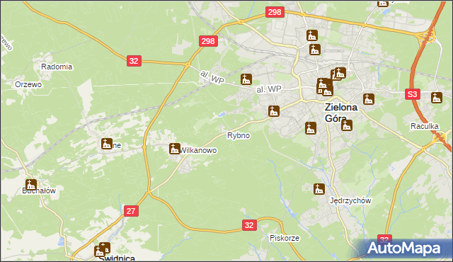 mapa Rybno gmina Świdnica, Rybno gmina Świdnica na mapie Targeo