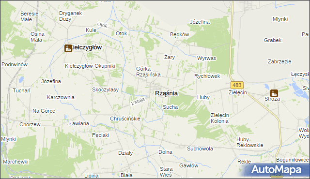mapa Rząśnia, Rząśnia na mapie Targeo