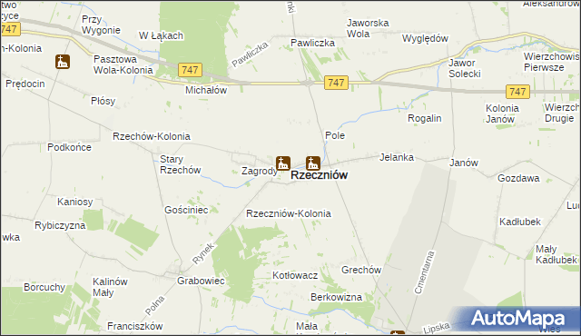 mapa Rzeczniów, Rzeczniów na mapie Targeo
