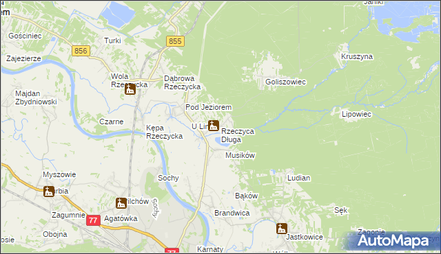 mapa Rzeczyca Długa, Rzeczyca Długa na mapie Targeo