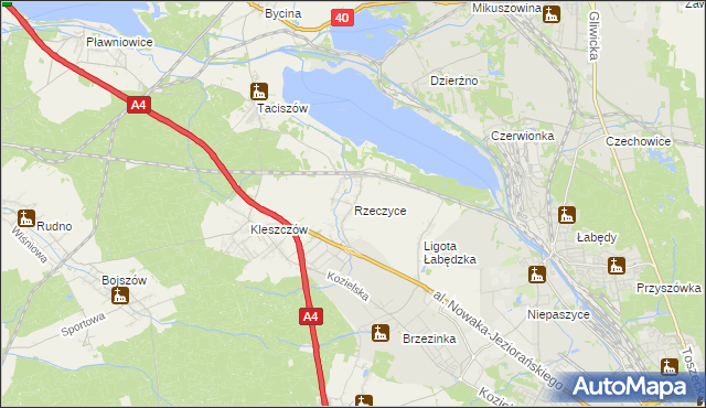 mapa Rzeczyce gmina Rudziniec, Rzeczyce gmina Rudziniec na mapie Targeo