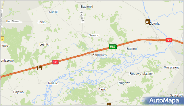 mapa Rzędziany, Rzędziany na mapie Targeo