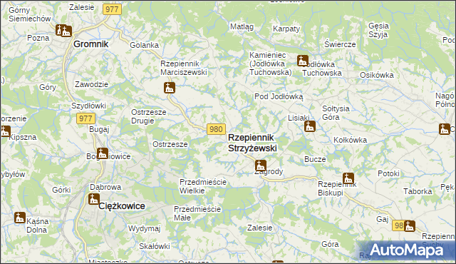 mapa Rzepiennik Strzyżewski, Rzepiennik Strzyżewski na mapie Targeo