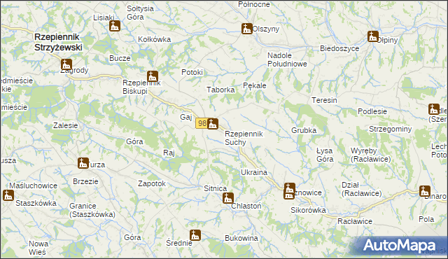mapa Rzepiennik Suchy, Rzepiennik Suchy na mapie Targeo