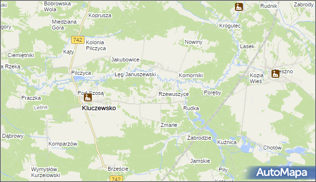 mapa Rzewuszyce, Rzewuszyce na mapie Targeo