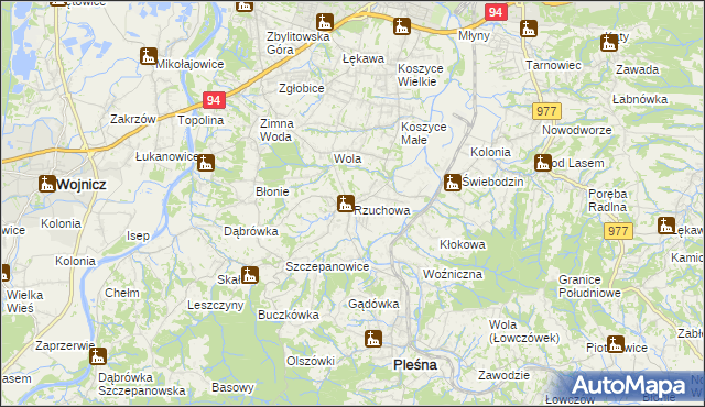 mapa Rzuchowa, Rzuchowa na mapie Targeo