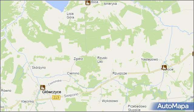 mapa Rzuski Las, Rzuski Las na mapie Targeo