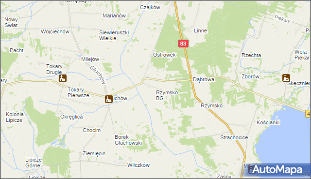 mapa Rzymsko BG, Rzymsko BG na mapie Targeo