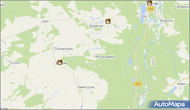 mapa Rzyszczewko gmina Polanów, Rzyszczewko gmina Polanów na mapie Targeo