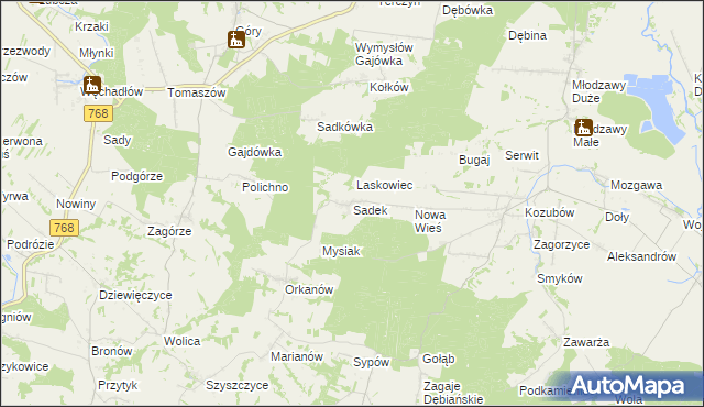 mapa Sadek gmina Pińczów, Sadek gmina Pińczów na mapie Targeo