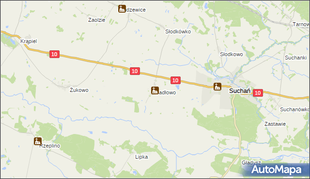 mapa Sadłowo gmina Suchań, Sadłowo gmina Suchań na mapie Targeo