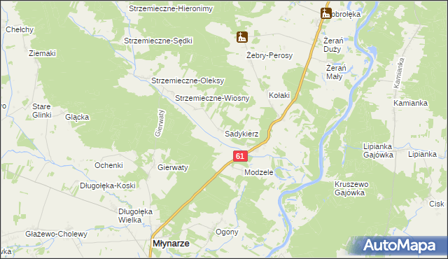mapa Sadykierz gmina Młynarze, Sadykierz gmina Młynarze na mapie Targeo