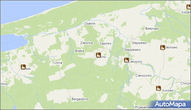 mapa Sasino, Sasino na mapie Targeo