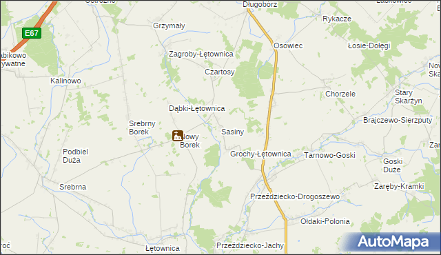 mapa Sasiny gmina Zambrów, Sasiny gmina Zambrów na mapie Targeo