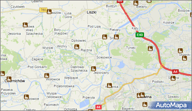 mapa Ściejowice, Ściejowice na mapie Targeo