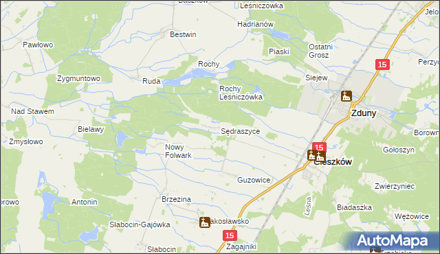 mapa Sędraszyce, Sędraszyce na mapie Targeo