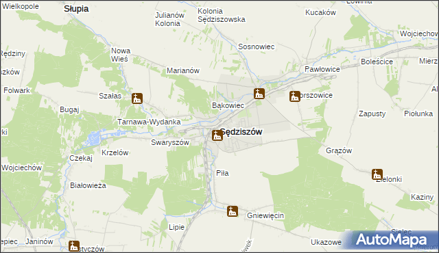 mapa Sędziszów, Sędziszów na mapie Targeo
