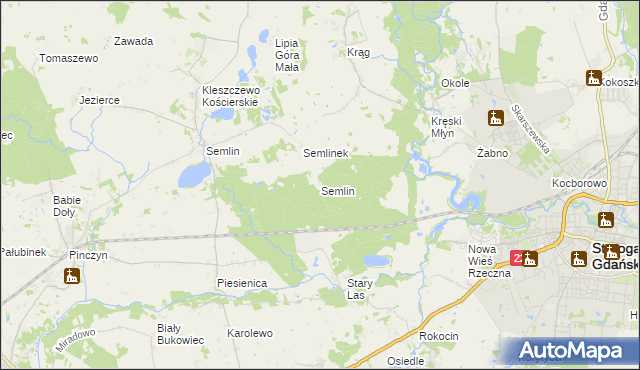 mapa Semlin gmina Starogard Gdański, Semlin gmina Starogard Gdański na mapie Targeo