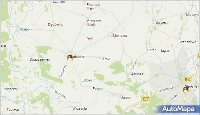 mapa Seroki gmina Lutocin, Seroki gmina Lutocin na mapie Targeo