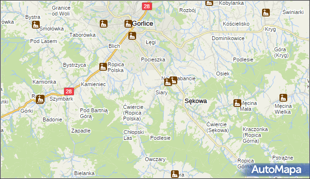 mapa Siary, Siary na mapie Targeo