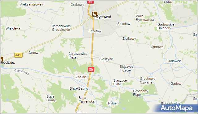 mapa Siąszyce, Siąszyce na mapie Targeo