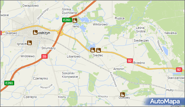 mapa Siedlec gmina Kostrzyn, Siedlec gmina Kostrzyn na mapie Targeo
