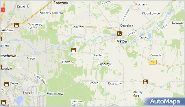 mapa Siedlec gmina Mstów, Siedlec gmina Mstów na mapie Targeo
