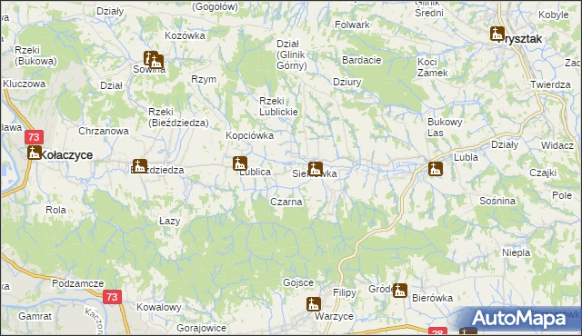 mapa Sieklówka, Sieklówka na mapie Targeo