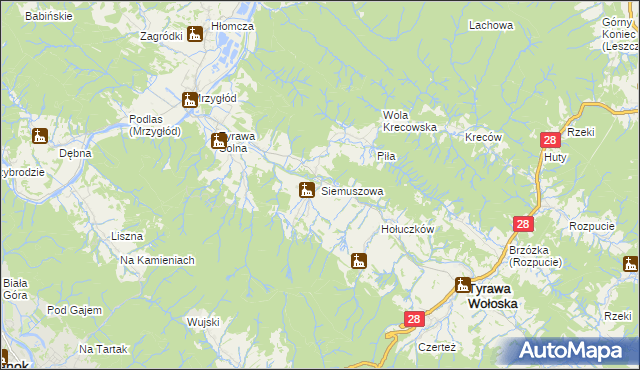 mapa Siemuszowa, Siemuszowa na mapie Targeo