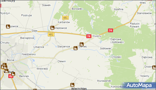 mapa Sieniec, Sieniec na mapie Targeo