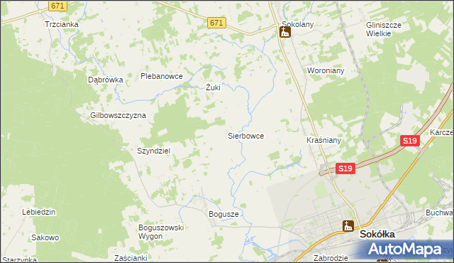 mapa Sierbowce, Sierbowce na mapie Targeo