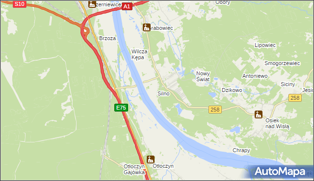 mapa Silno gmina Obrowo, Silno gmina Obrowo na mapie Targeo