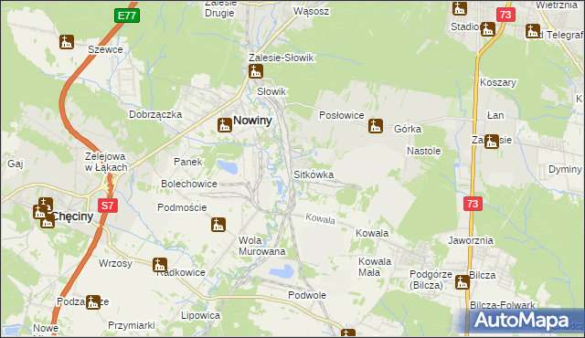 mapa Sitkówka, Sitkówka na mapie Targeo