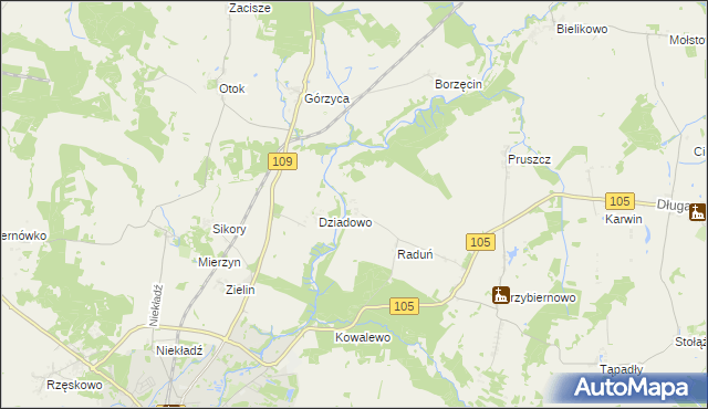 mapa Skalin gmina Gryfice, Skalin gmina Gryfice na mapie Targeo