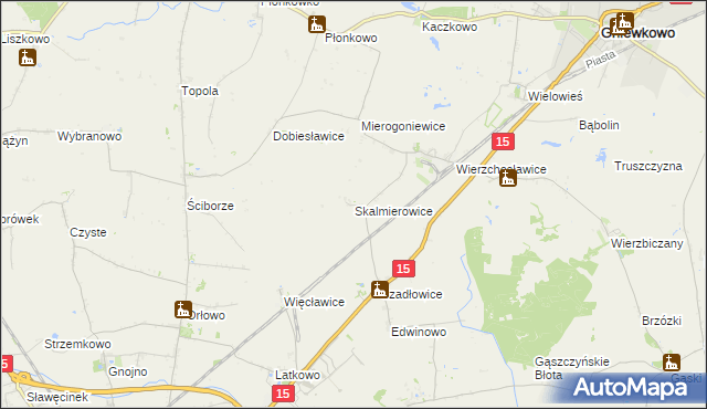 mapa Skalmierowice gmina Gniewkowo, Skalmierowice gmina Gniewkowo na mapie Targeo