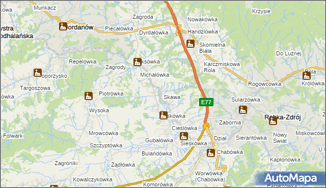 mapa Skawa, Skawa na mapie Targeo