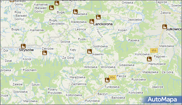 mapa Skawinki, Skawinki na mapie Targeo