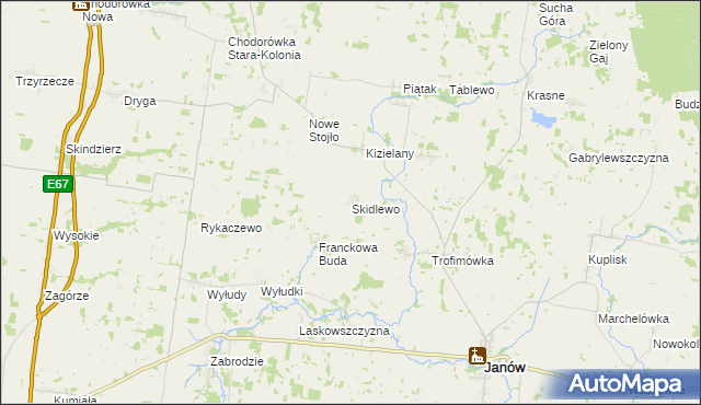 mapa Skidlewo, Skidlewo na mapie Targeo