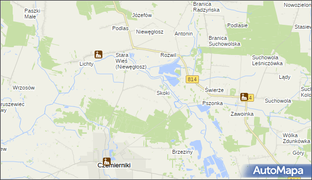 mapa Skoki gmina Czemierniki, Skoki gmina Czemierniki na mapie Targeo