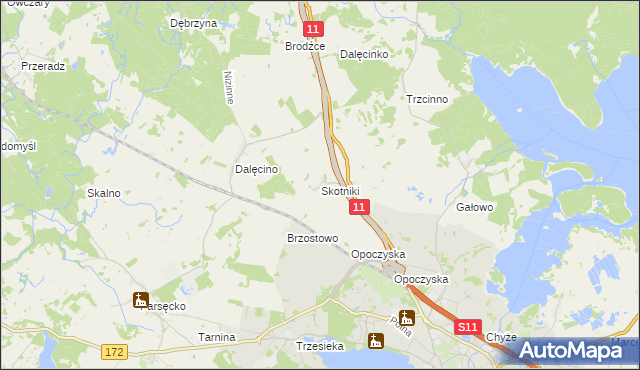 mapa Skotniki gmina Szczecinek, Skotniki gmina Szczecinek na mapie Targeo