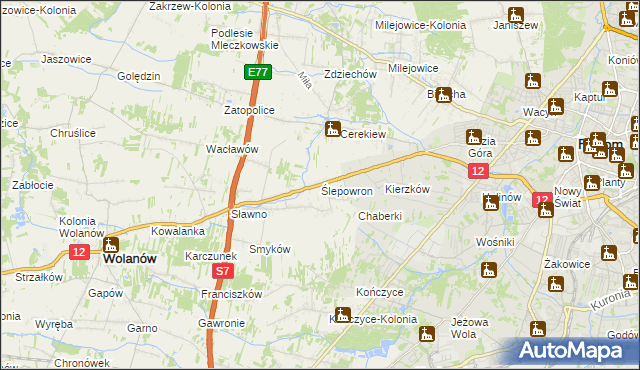 mapa Ślepowron, Ślepowron na mapie Targeo