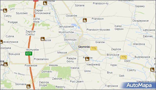 mapa Słomniki, Słomniki na mapie Targeo